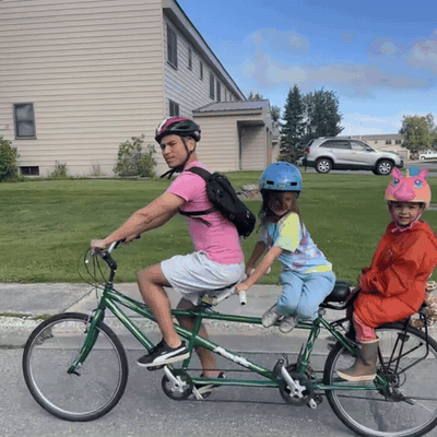 Oscar on a bike